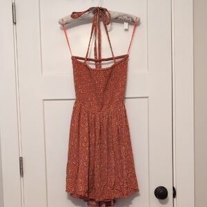 Floral Orange Halter Dress